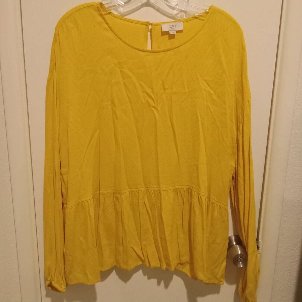 Yellow peplum blouse LOFT